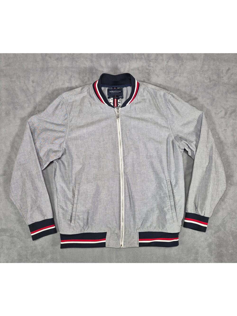 Denim & Flower Ricky Singh Bomber Jacket Gray Men’s Size L